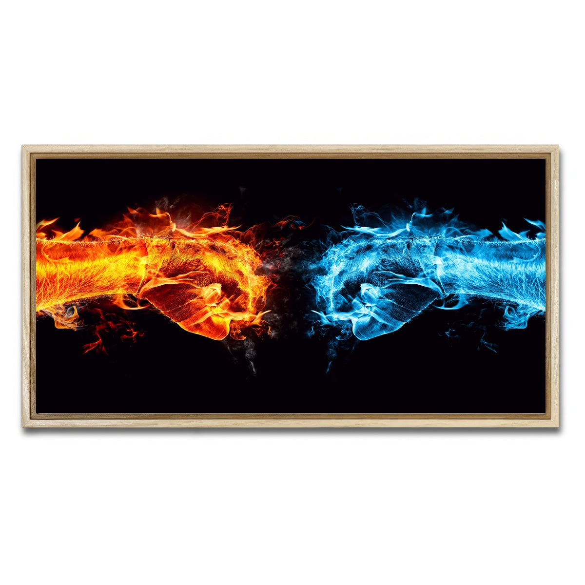 AUTO-MOCKUP WHITE | Hot Cold Fist Bump | 1 Piece | Natural Framed Canvas | group=2x1