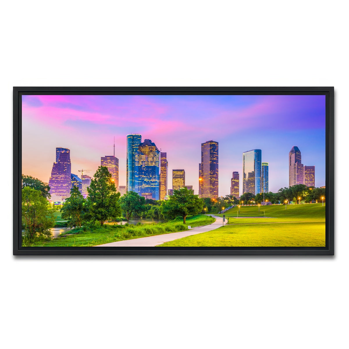 AUTO-MOCKUP WHITE | Houston Cityscape | 1 Piece | Black Framed Canvas | group=2x1