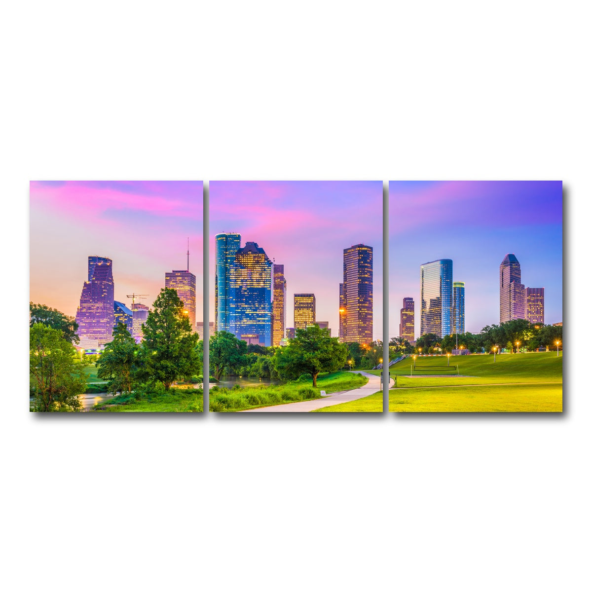 AUTO-MOCKUP WHITE | Houston Cityscape | 3 Piece | Gallery Wrap Canvas | group=18x24
