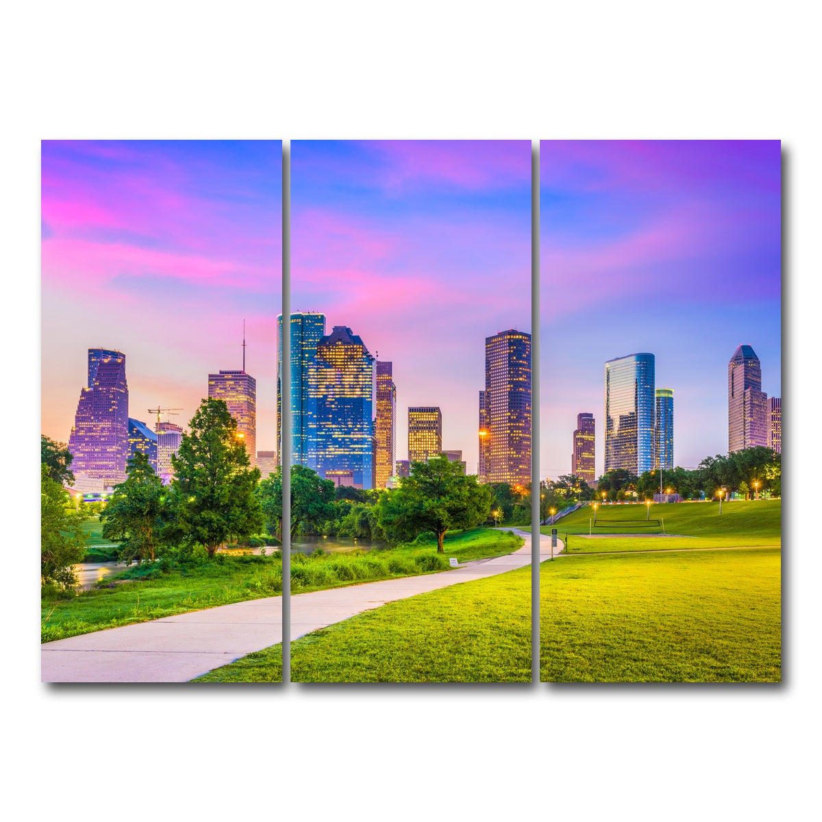 AUTO-MOCKUP WHITE | Houston Cityscape | 3 Piece | Gallery Wrap Canvas | group=8x18