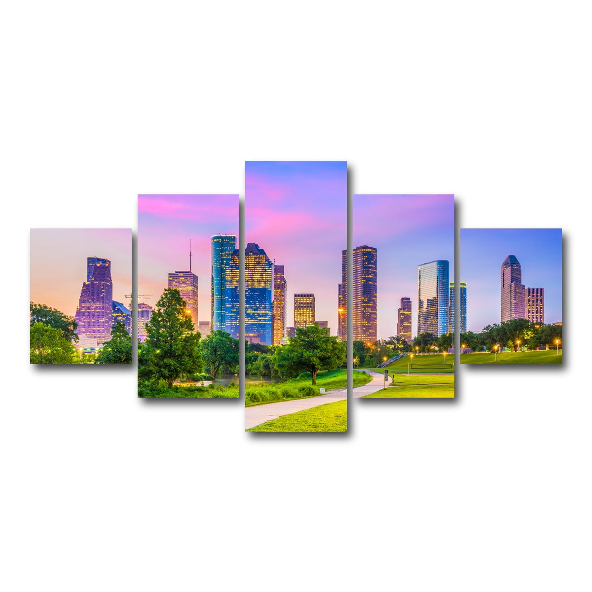 AUTO-MOCKUP WHITE | Houston Cityscape | 5 Piece | Gallery Wrap Canvas | group=5_short