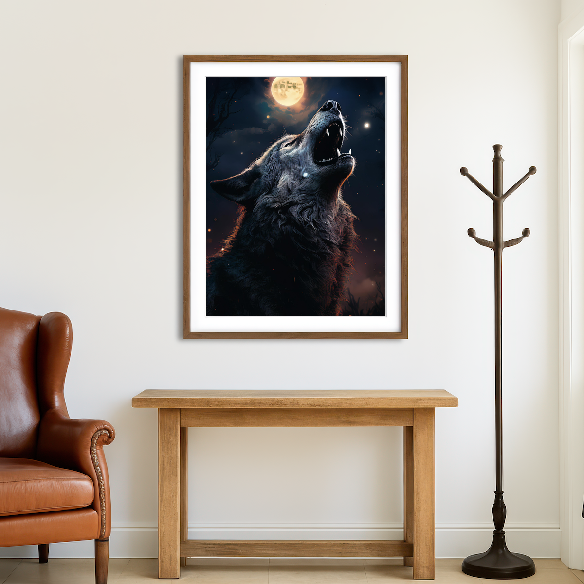 AUTO-MOCKUP ROOM | Howling Wolf Wall Art