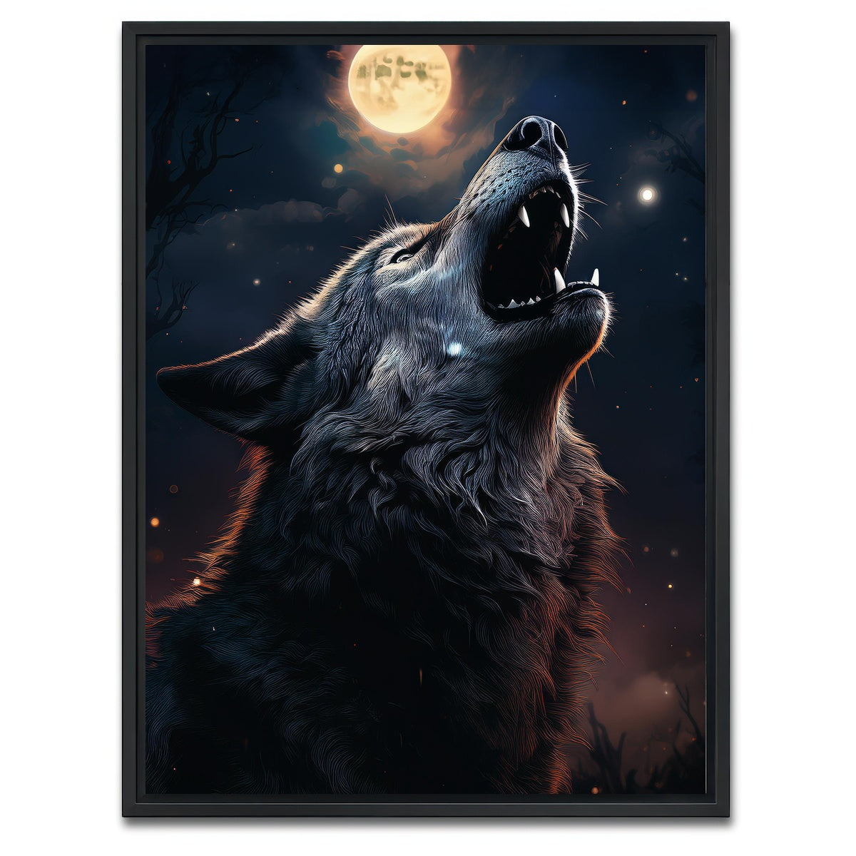 AUTO-MOCKUP WHITE | Howling Wolf | 1 Piece | Black Framed Canvas | group=3x4
