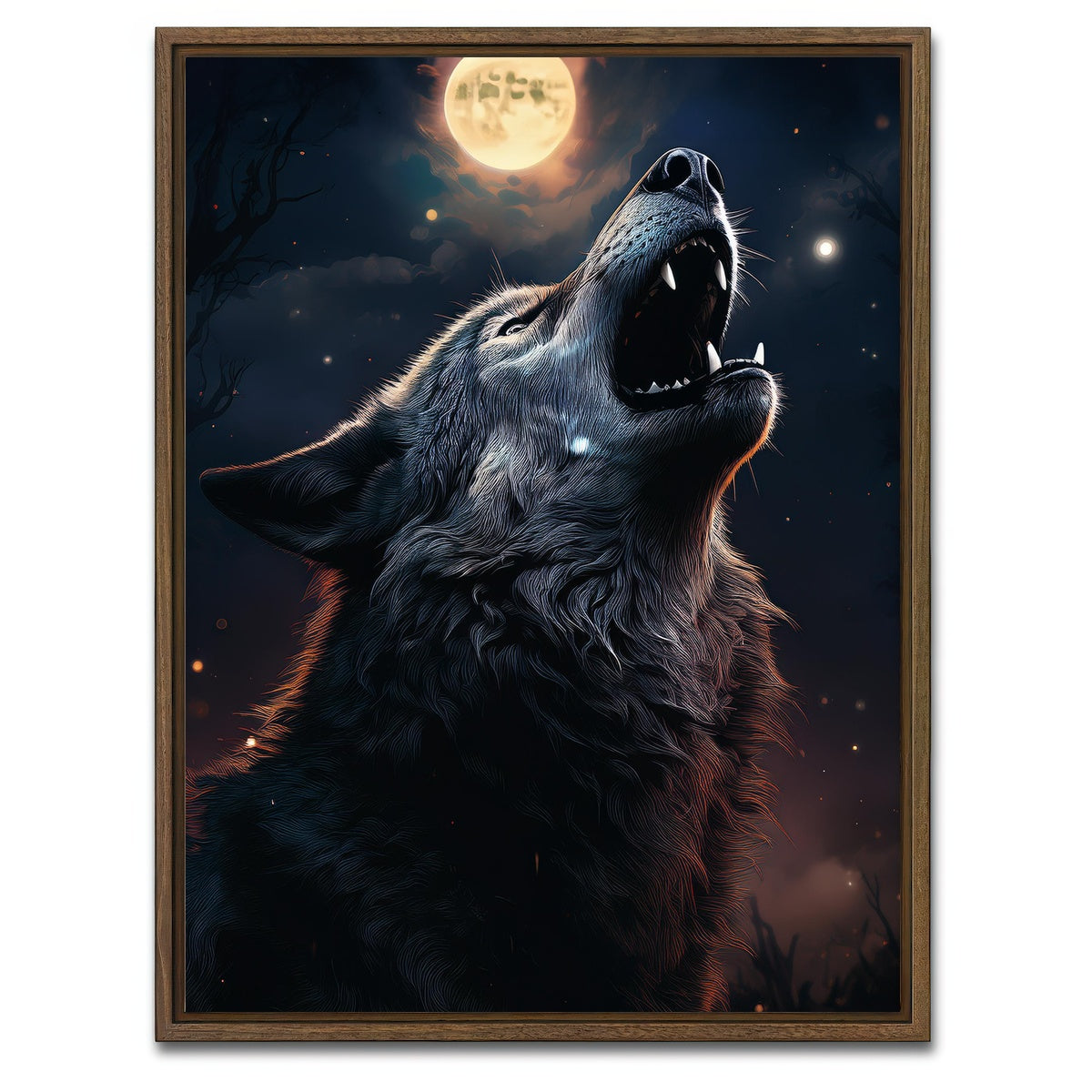 AUTO-MOCKUP WHITE | Howling Wolf | 1 Piece | Walnut Framed Canvas | group=3x4