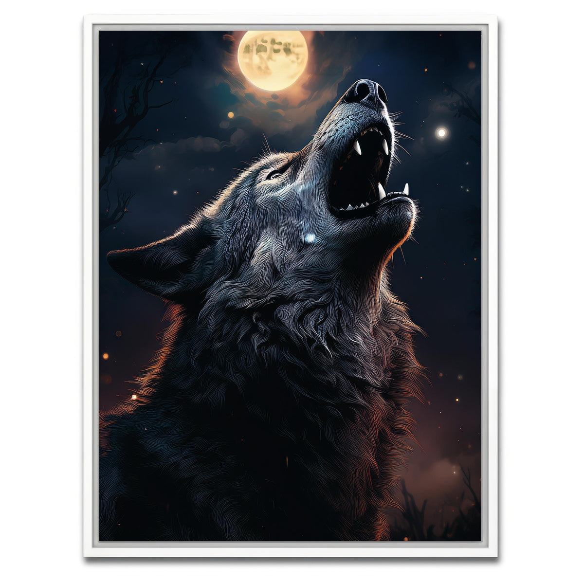 AUTO-MOCKUP WHITE | Howling Wolf | 1 Piece | White Framed Canvas | group=3x4
