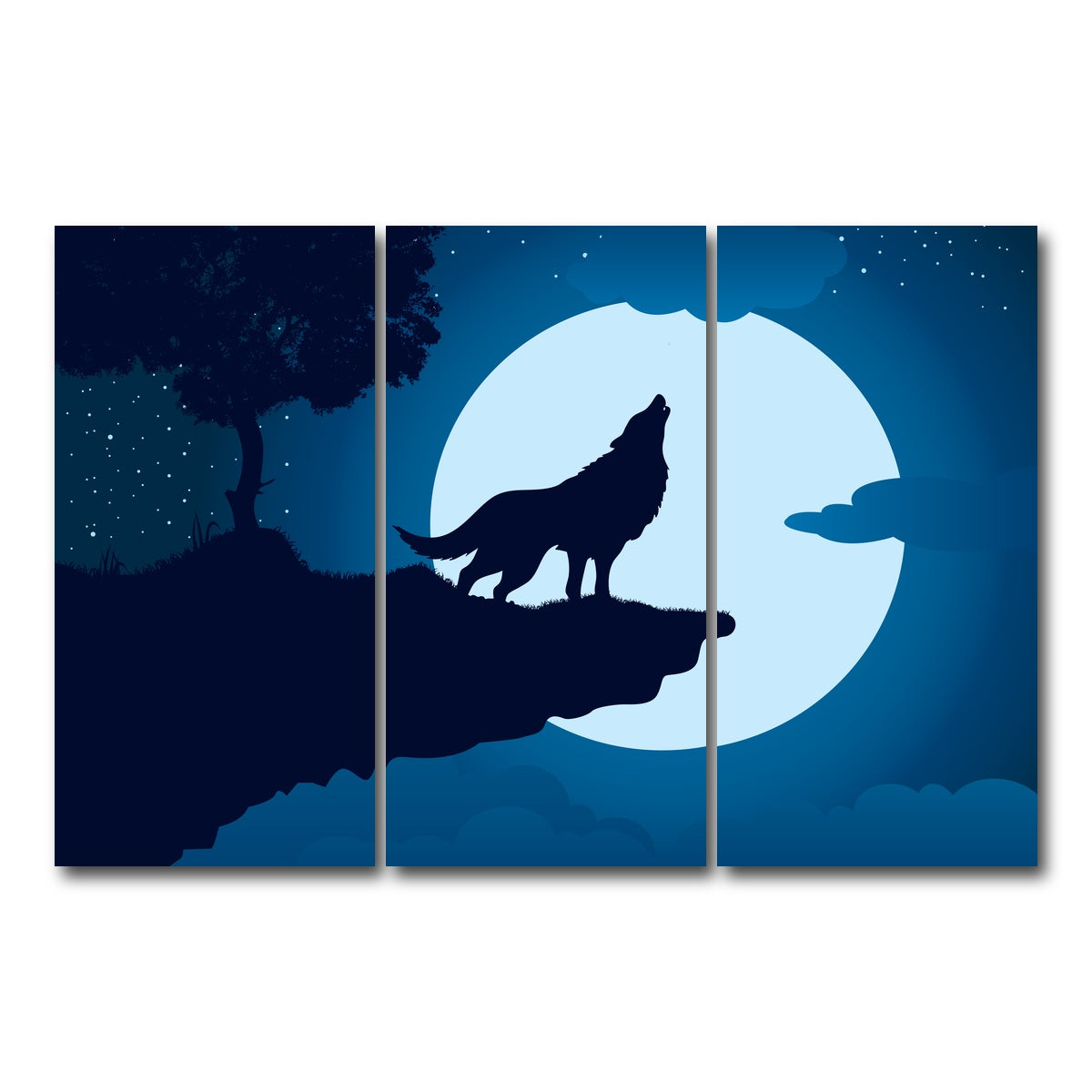 AUTO-MOCKUP WHITE | Howling at the Moon | 3 Piece | Gallery Wrap Canvas | group=12x24