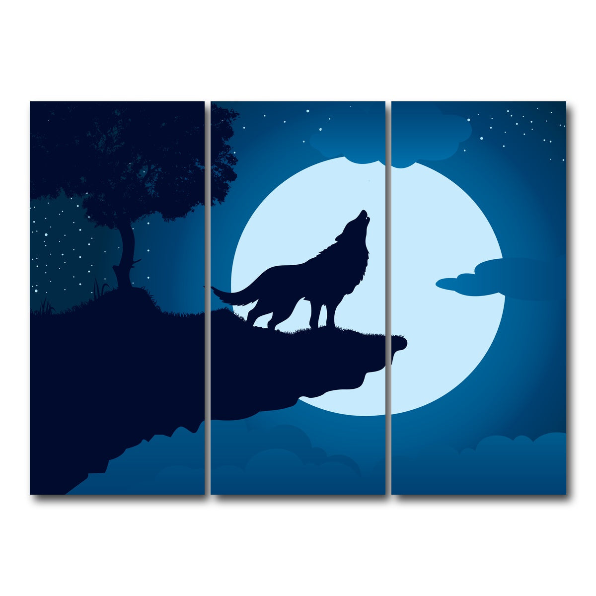 AUTO-MOCKUP WHITE | Howling at the Moon | 3 Piece | Gallery Wrap Canvas | group=8x18