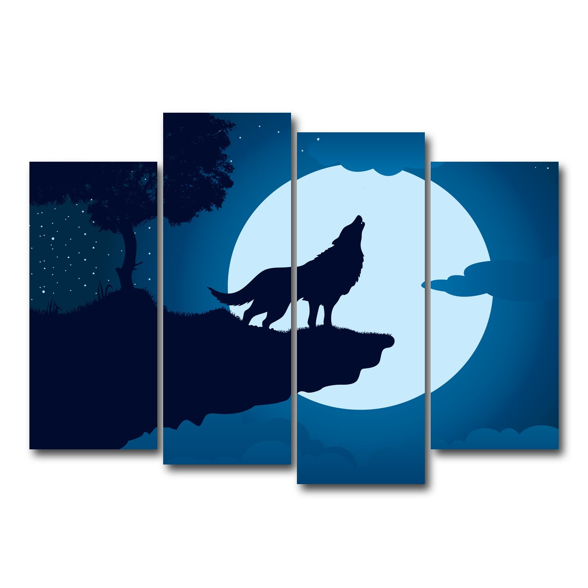 AUTO-MOCKUP WHITE | Howling at the Moon | 4 Piece | Gallery Wrap Canvas | group=4_normal