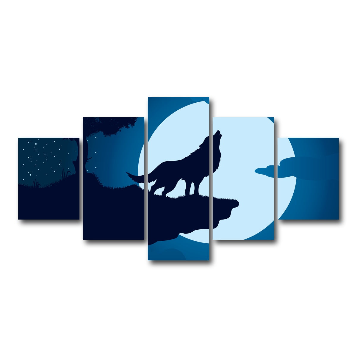 AUTO-MOCKUP WHITE | Howling at the Moon | 5 Piece | Gallery Wrap Canvas | group=5_short