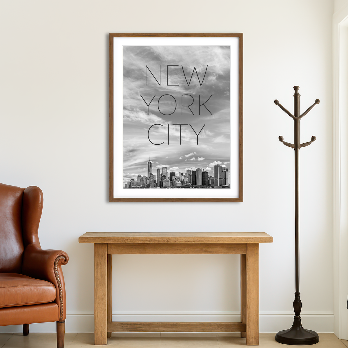 AUTO-MOCKUP ROOM | Hudson River Text & Skyline Wall Art