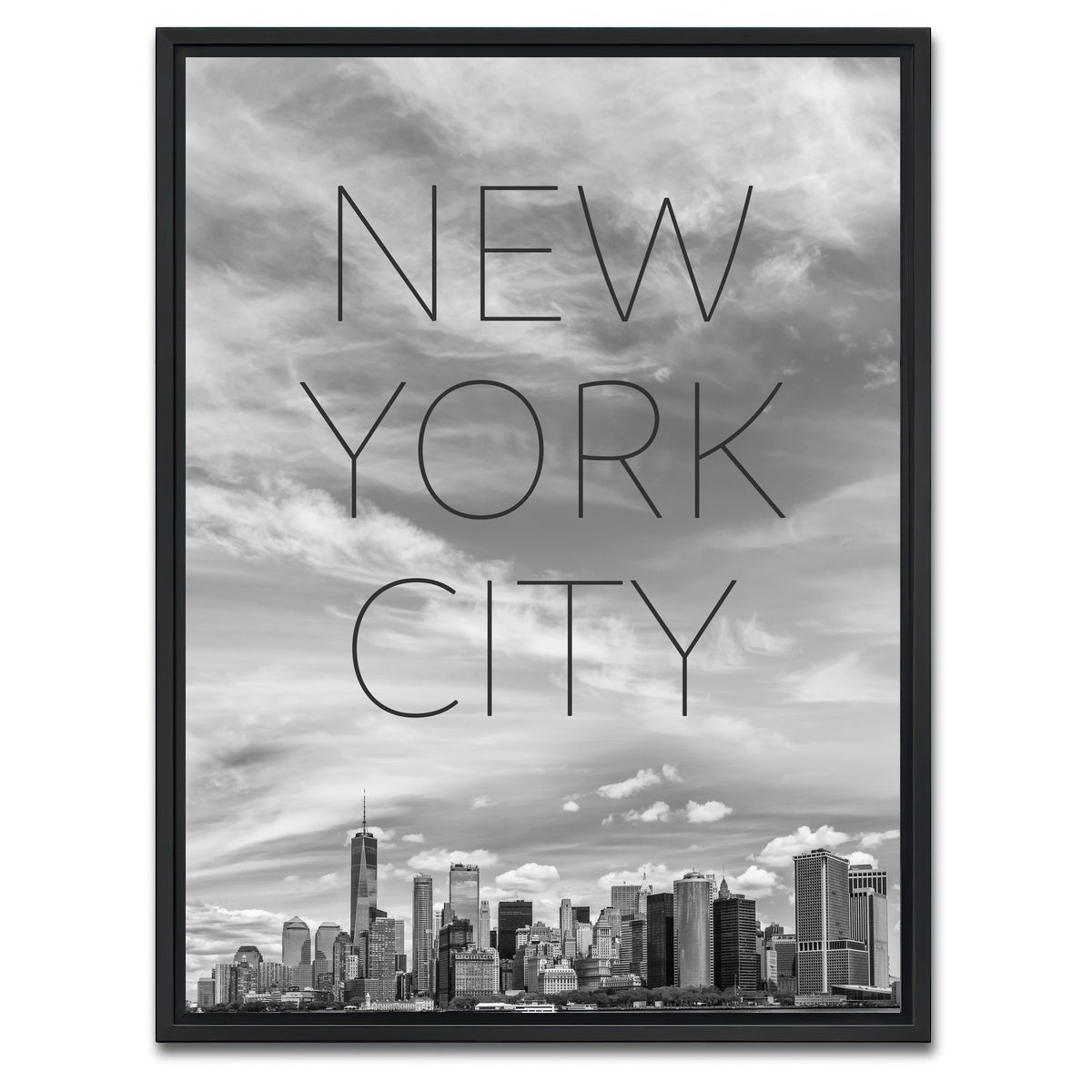 AUTO-MOCKUP WHITE | Hudson River Text & Skyline | 1 Piece | Black Framed Canvas | group=3x4