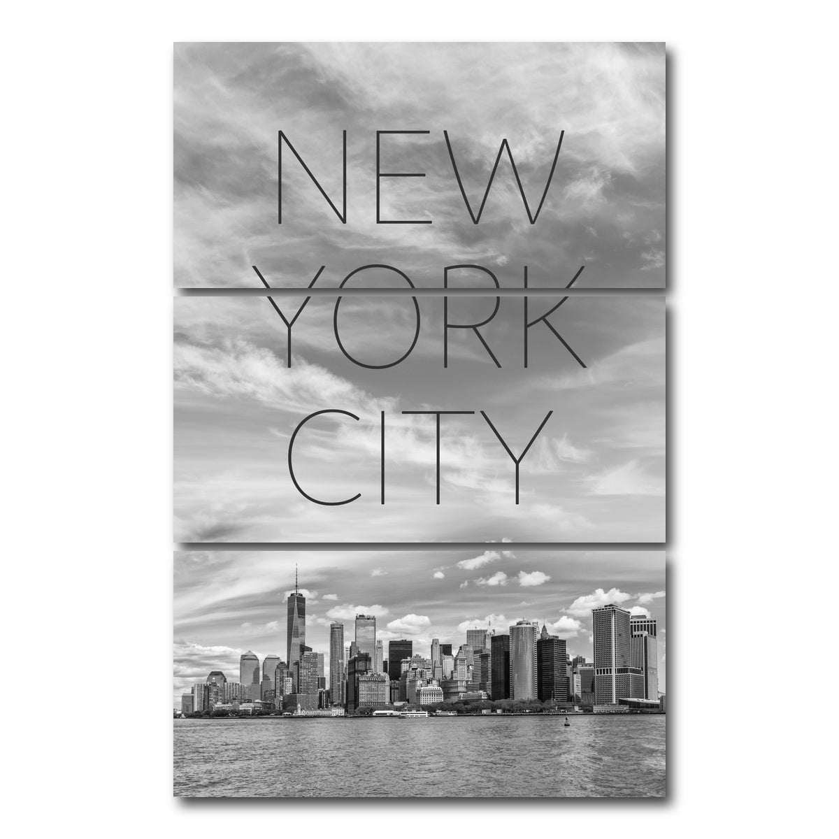 AUTO-MOCKUP WHITE | Hudson River Text & Skyline | 3 Piece | Gallery Wrap Canvas | group=12x24_stacked