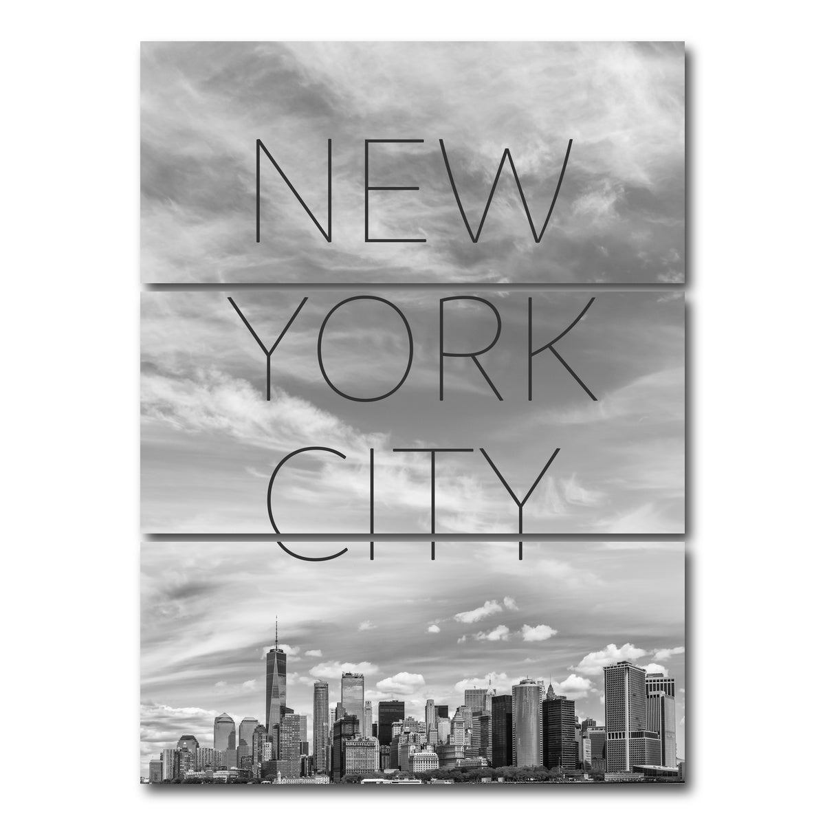 AUTO-MOCKUP WHITE | Hudson River Text & Skyline | 3 Piece | Gallery Wrap Canvas | group=8x18_stacked