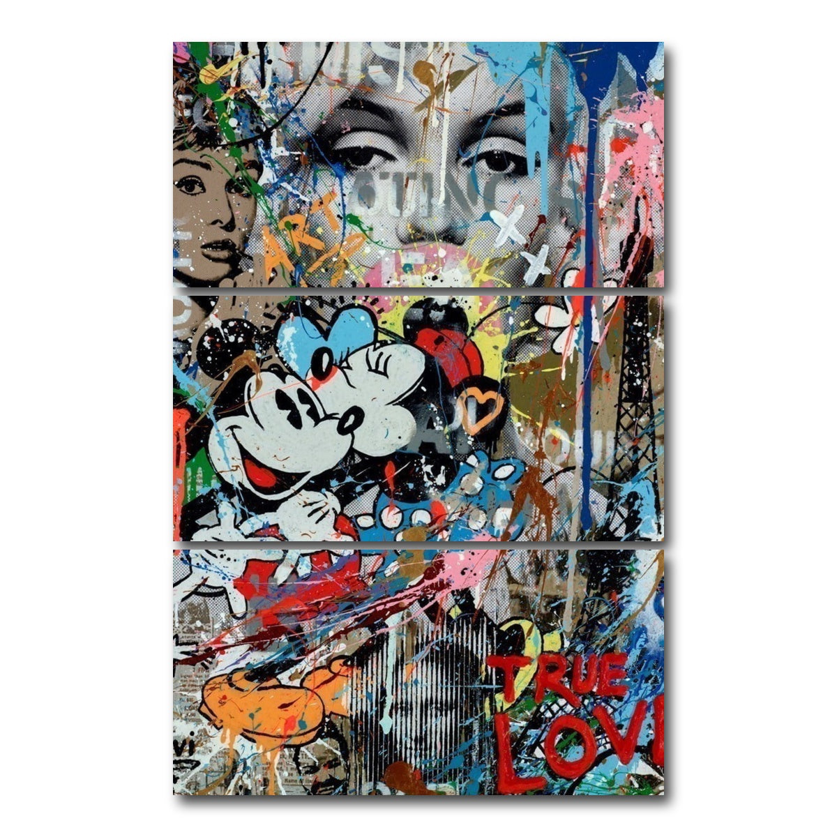 AUTO-MOCKUP WHITE | Hugs From Minnie | 3 Piece | Gallery Wrap Canvas | group=12x24_stacked