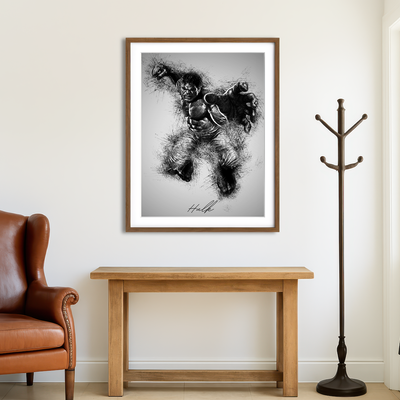 AUTO-MOCKUP ROOM | Hulk Grayscale Wall Art