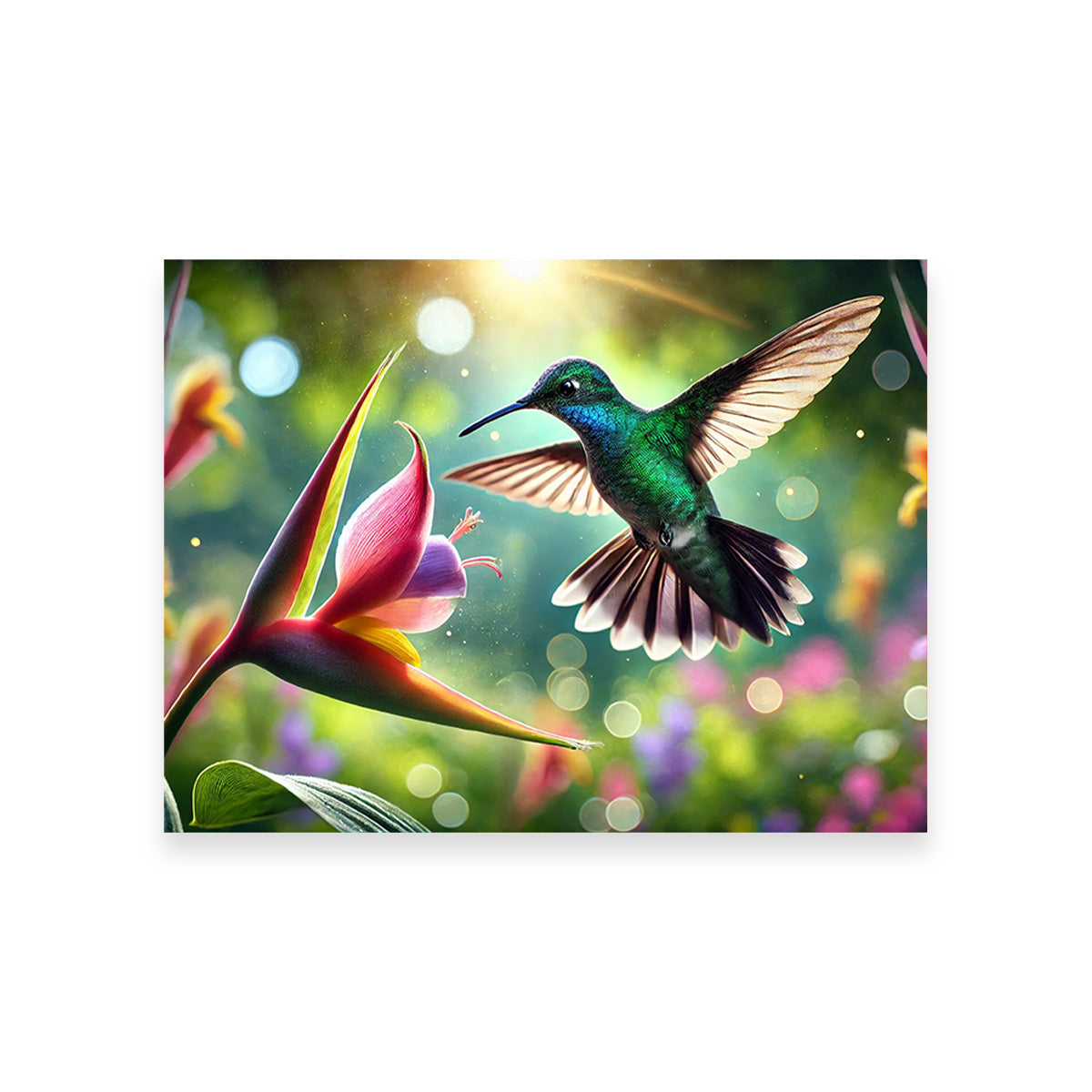 Hummingbird & Flower Wall Art