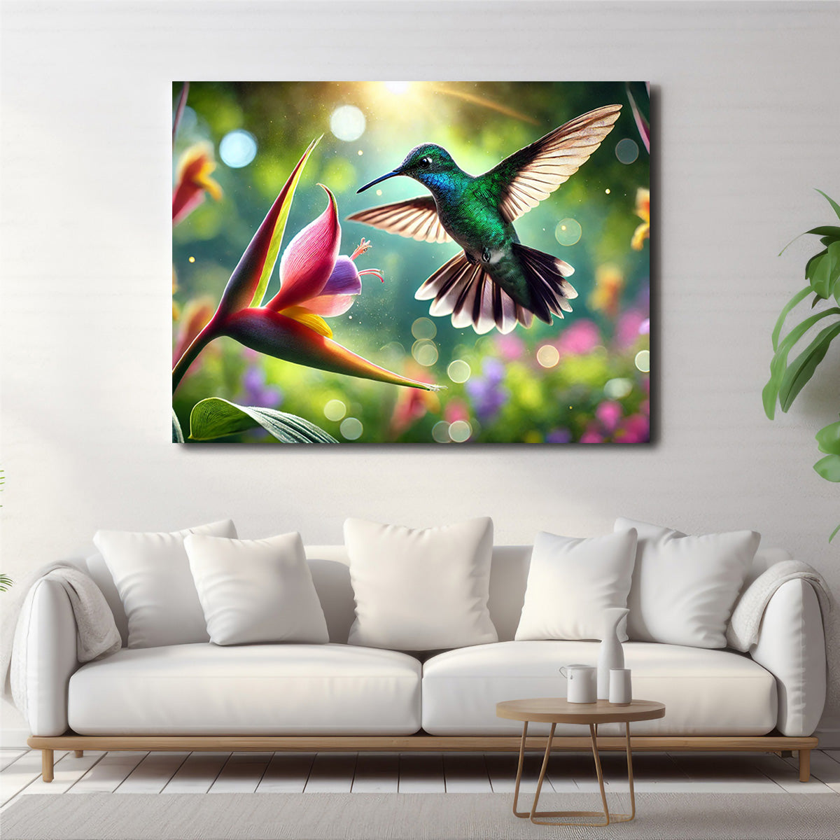 Hummingbird & Flower Wall Art