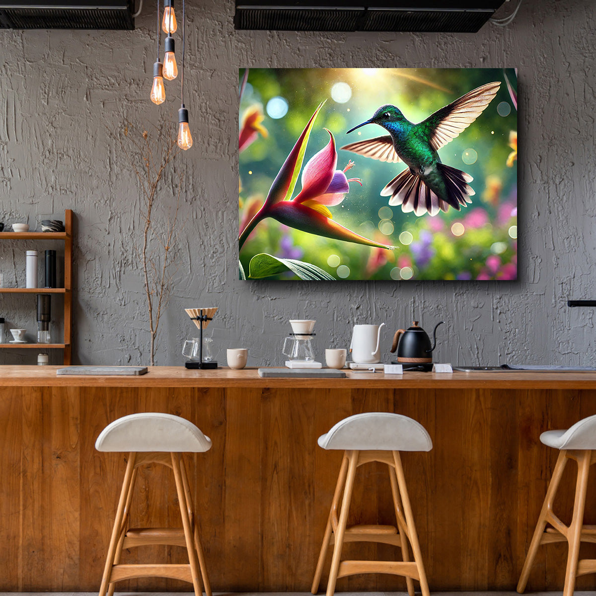 Hummingbird & Flower Wall Art