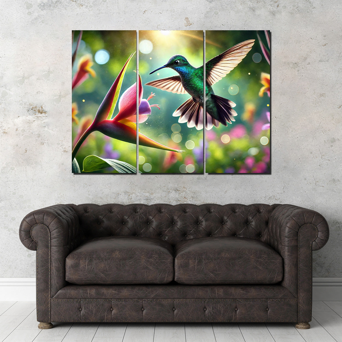 Hummingbird & Flower Wall Art