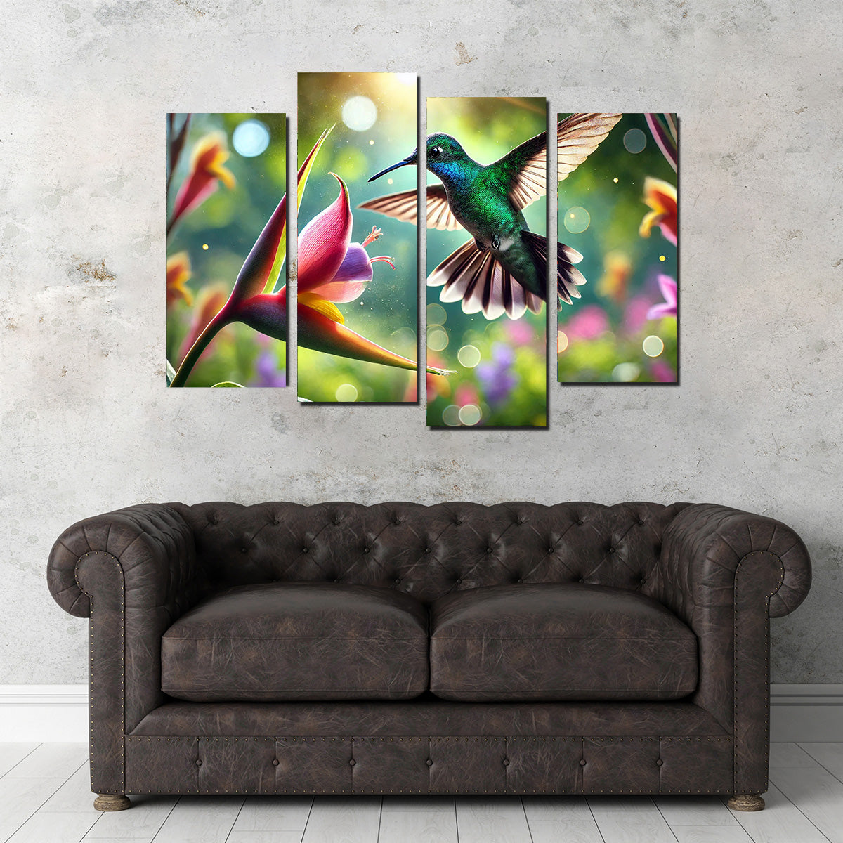 Hummingbird & Flower Wall Art