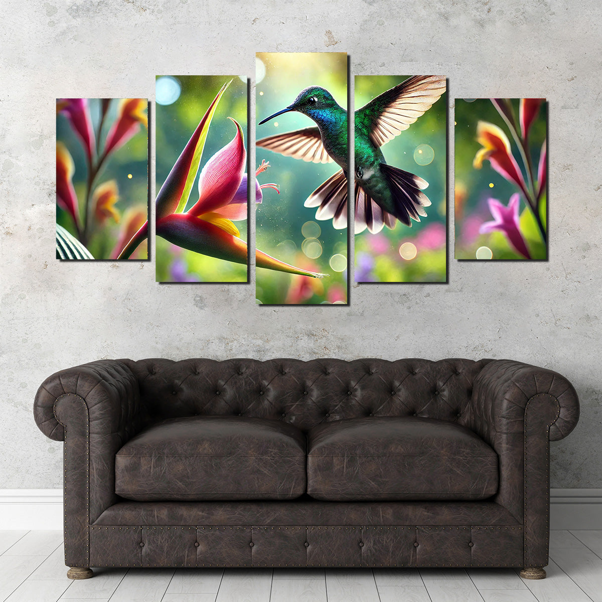 Hummingbird & Flower Wall Art
