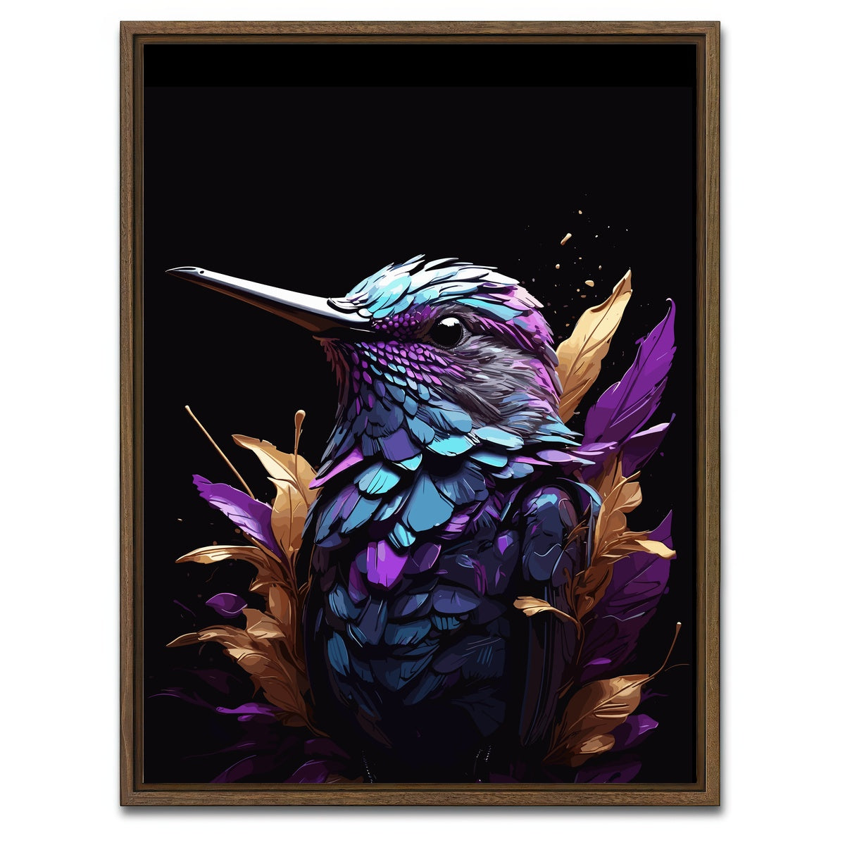 AUTO-MOCKUP WHITE | Hummingbird Animal | 1 Piece | Walnut Framed Canvas | group=3x4