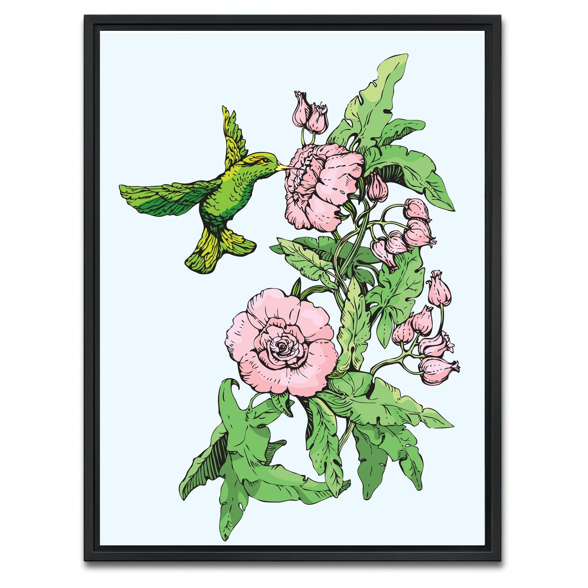 AUTO-MOCKUP WHITE | Hummingbird Drinking Nectar | 1 Piece | Black Framed Canvas | group=3x4