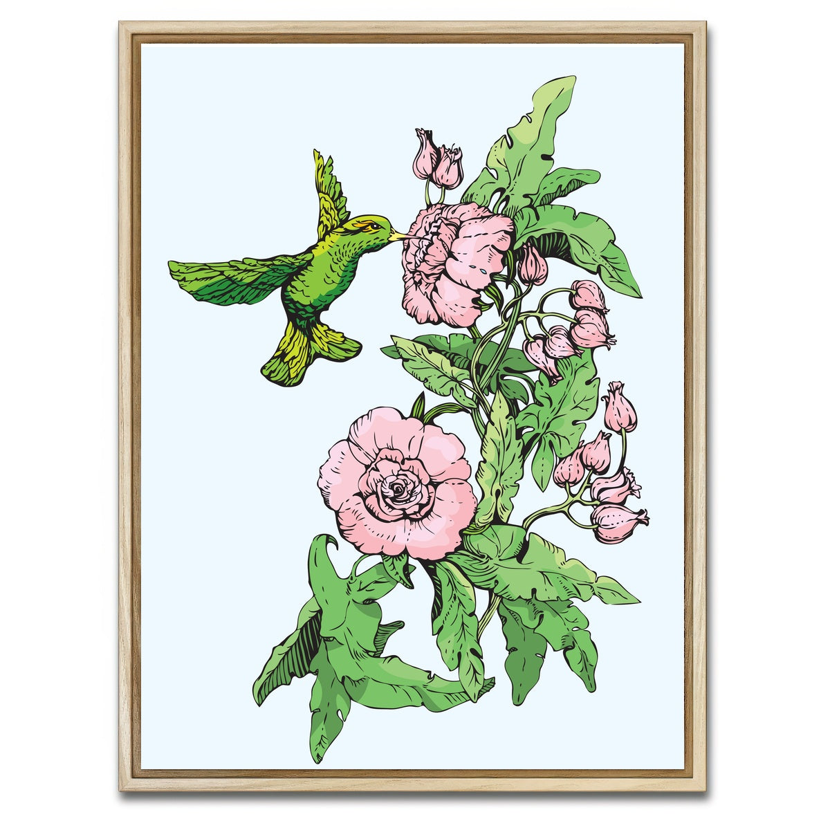 AUTO-MOCKUP WHITE | Hummingbird Drinking Nectar | 1 Piece | Natural Framed Canvas | group=3x4