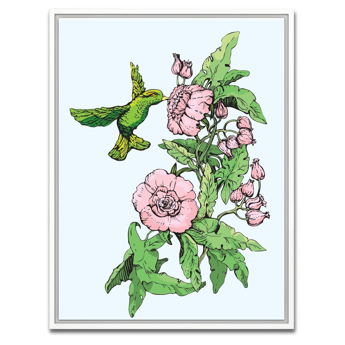 AUTO-MOCKUP WHITE | Hummingbird Drinking Nectar | 1 Piece | White Framed Canvas | group=3x4