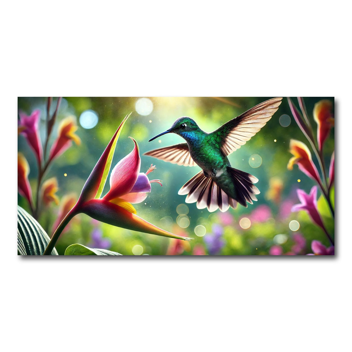 AUTO-MOCKUP WHITE | Hummingbird & Flower | 1 Piece | Gallery Wrap Canvas | group=2x1