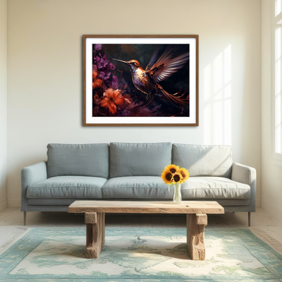 AUTO-MOCKUP ROOM | Hummingbird Painting Wall Art