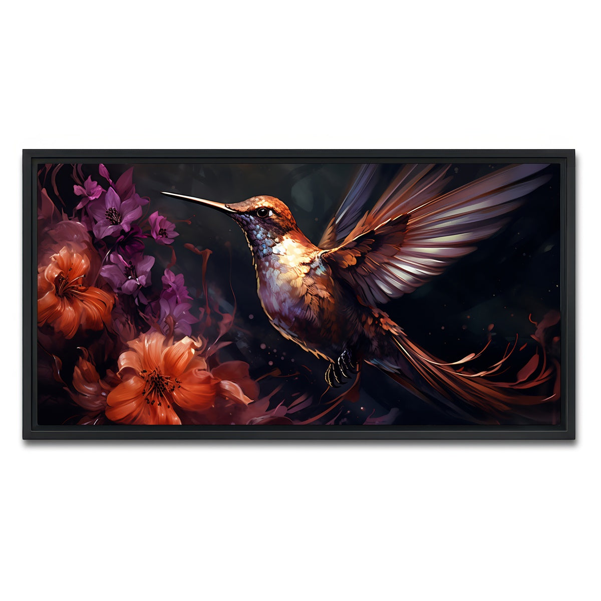 AUTO-MOCKUP WHITE | Hummingbird Painting | 1 Piece | Black Framed Canvas | group=2x1