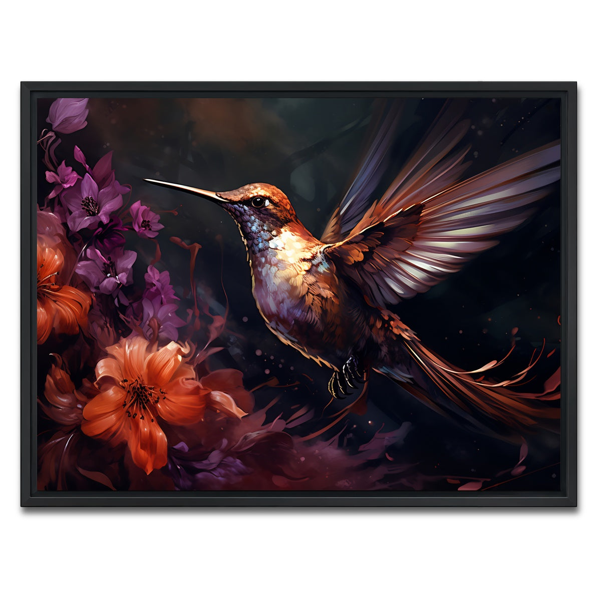 AUTO-MOCKUP WHITE | Hummingbird Painting | 1 Piece | Black Framed Canvas | group=4x3
