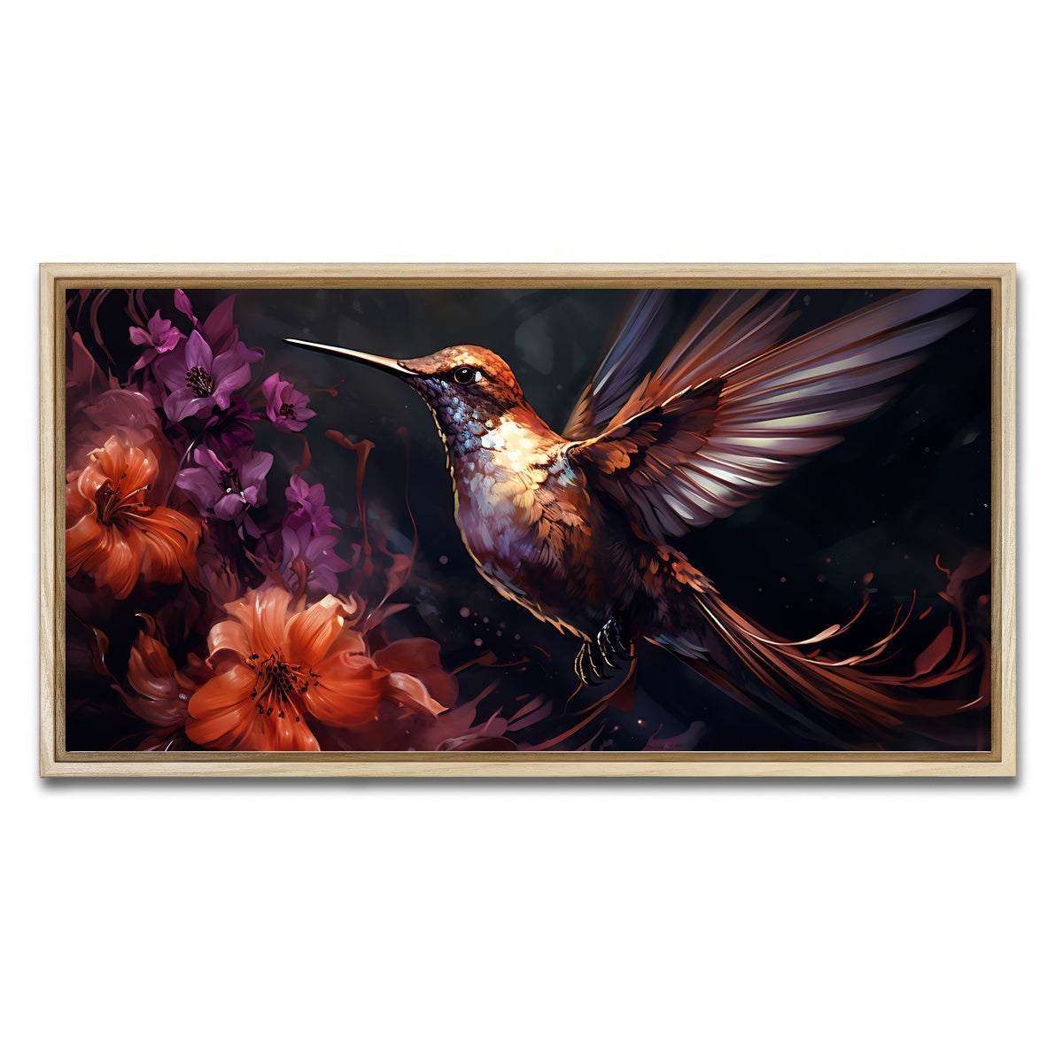 AUTO-MOCKUP WHITE | Hummingbird Painting | 1 Piece | Natural Framed Canvas | group=2x1
