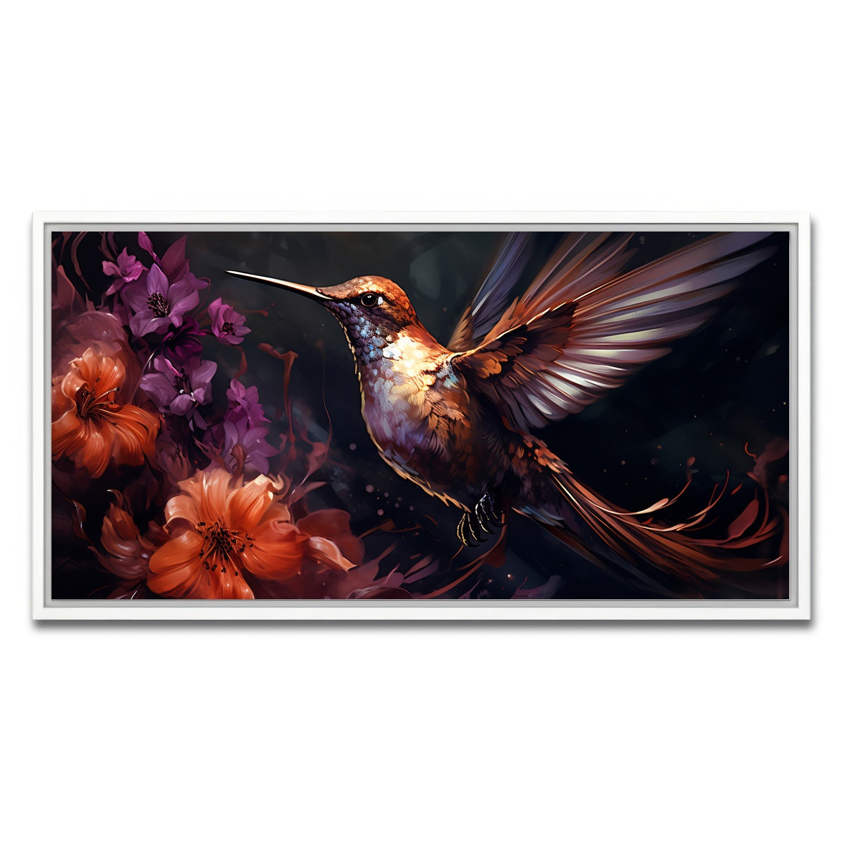 AUTO-MOCKUP WHITE | Hummingbird Painting | 1 Piece | White Framed Canvas | group=2x1