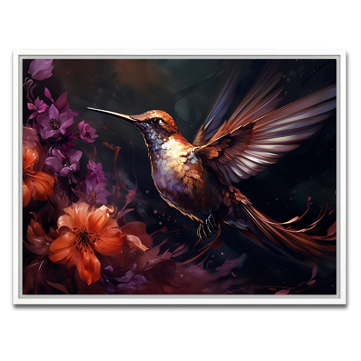 AUTO-MOCKUP WHITE | Hummingbird Painting | 1 Piece | White Framed Canvas | group=4x3