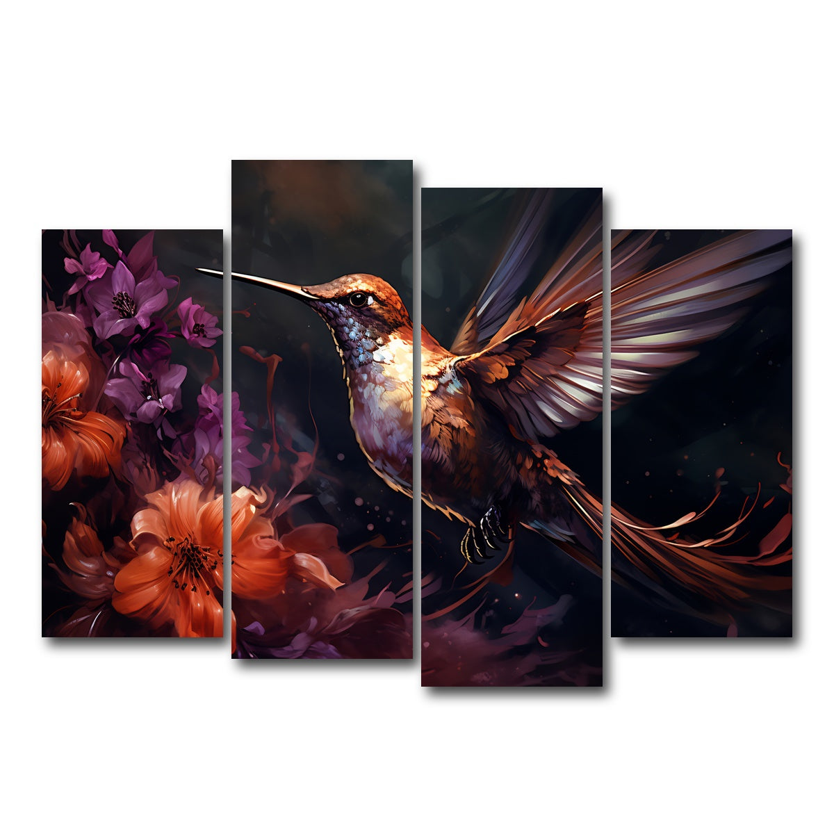 AUTO-MOCKUP WHITE | Hummingbird Painting | 4 Piece | Gallery Wrap Canvas | group=4_normal