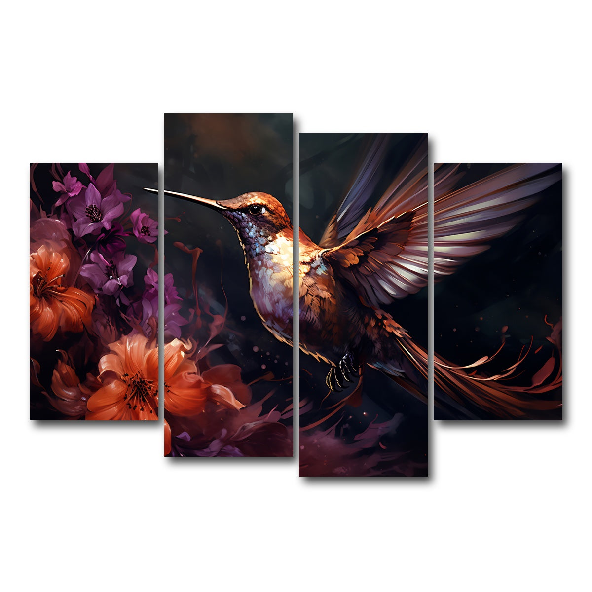 AUTO-MOCKUP WHITE | Hummingbird Painting | 4 Piece | Gallery Wrap Canvas | group=4_short