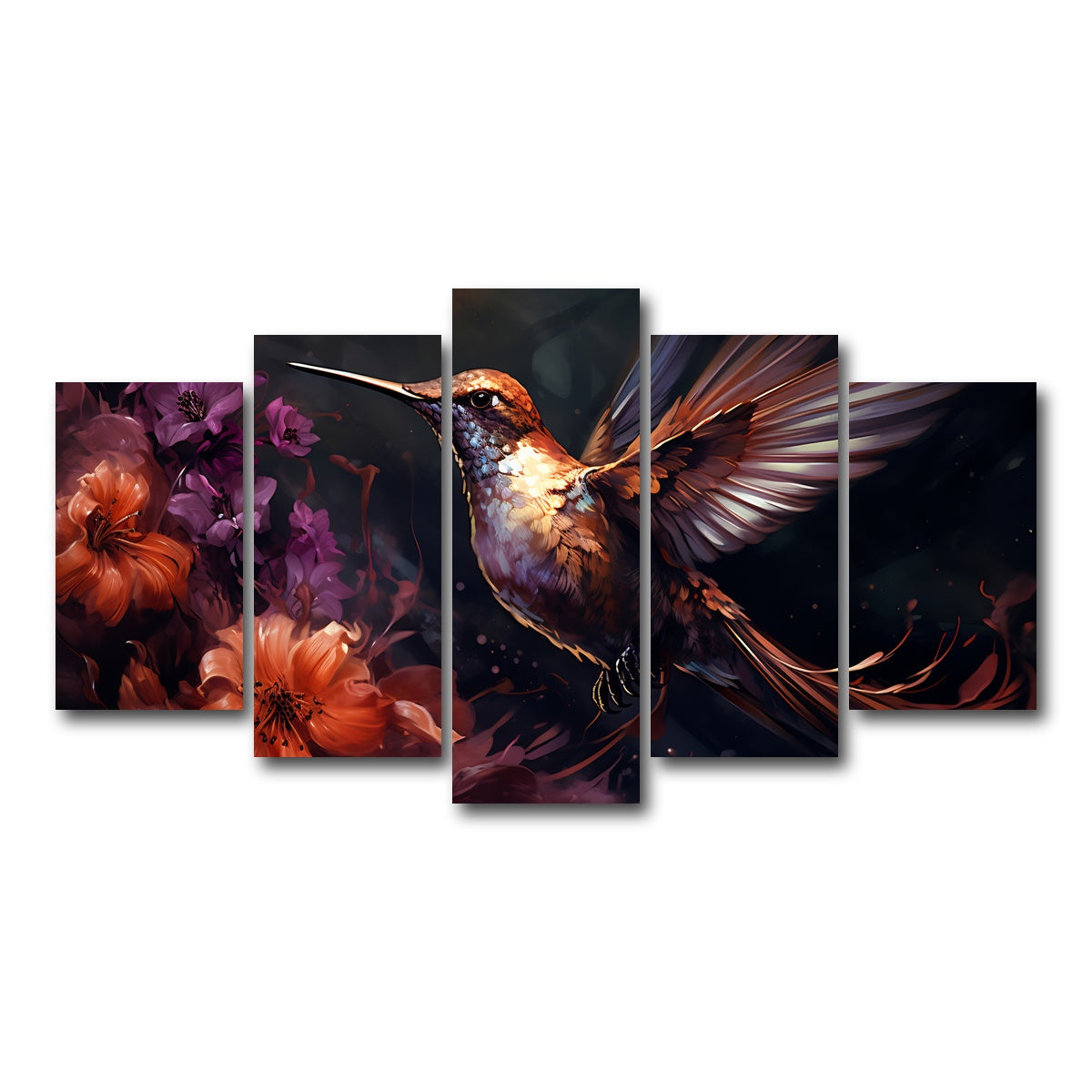 AUTO-MOCKUP WHITE | Hummingbird Painting | 5 Piece | Gallery Wrap Canvas | group=5_normal