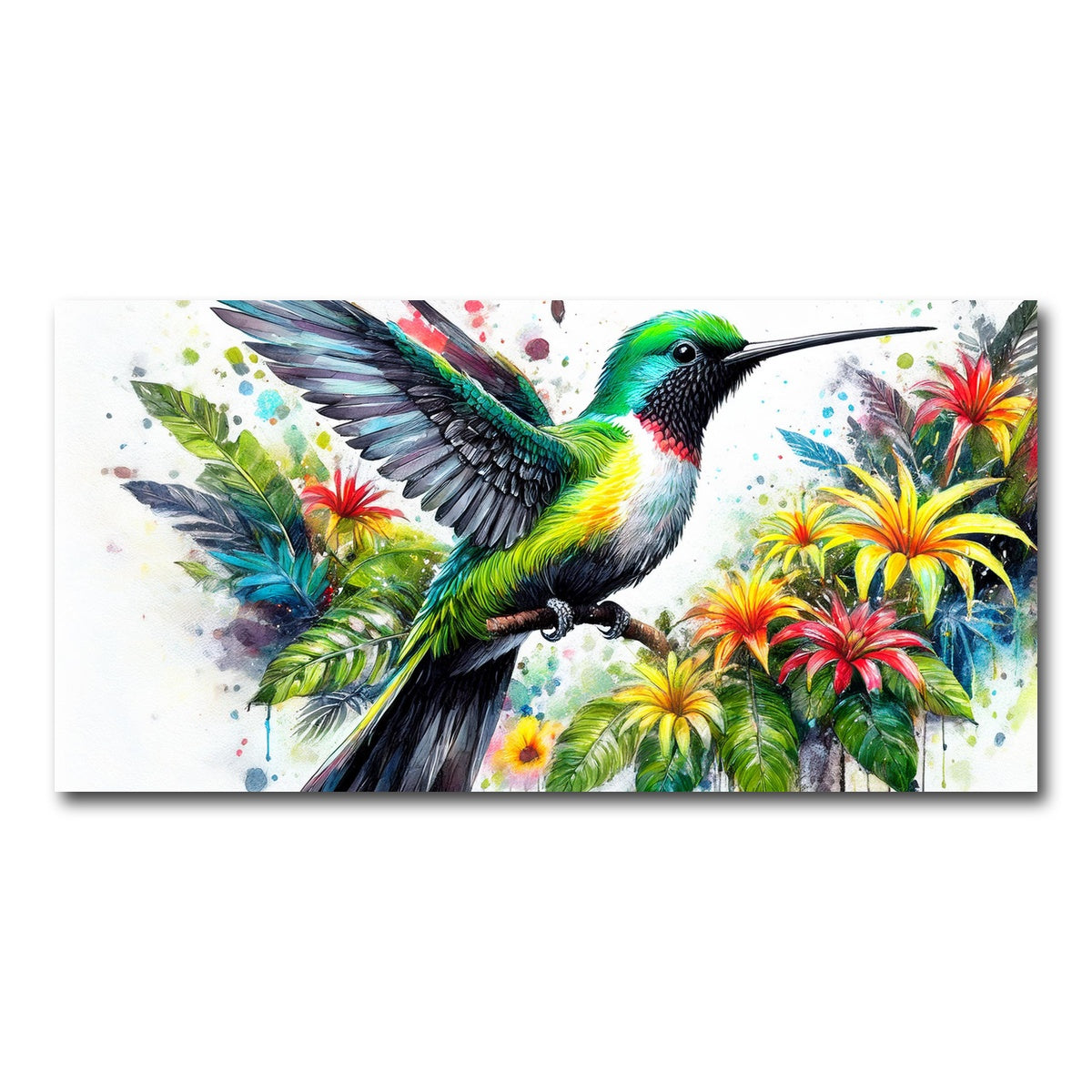 AUTO-MOCKUP WHITE | Hummingbird Watercolor | 1 Piece | Gallery Wrap Canvas | group=2x1