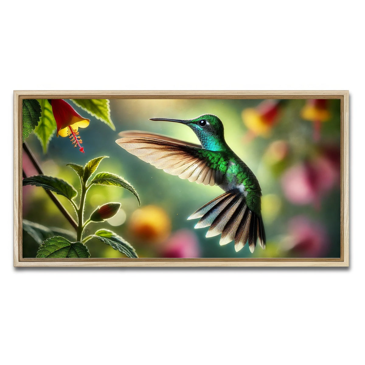 AUTO-MOCKUP WHITE | Hummingbird in Motion | 1 Piece | Natural Framed Canvas | group=2x1