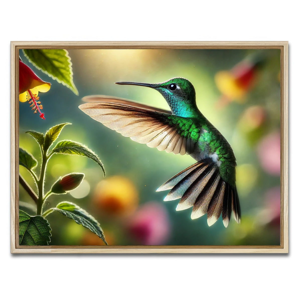 AUTO-MOCKUP WHITE | Hummingbird in Motion | 1 Piece | Natural Framed Canvas | group=4x3