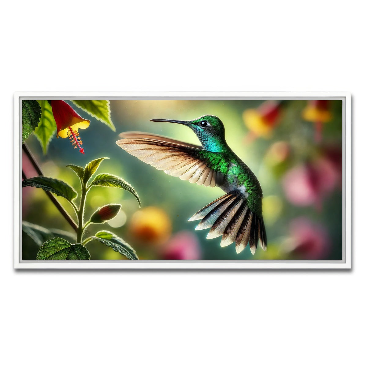 AUTO-MOCKUP WHITE | Hummingbird in Motion | 1 Piece | White Framed Canvas | group=2x1