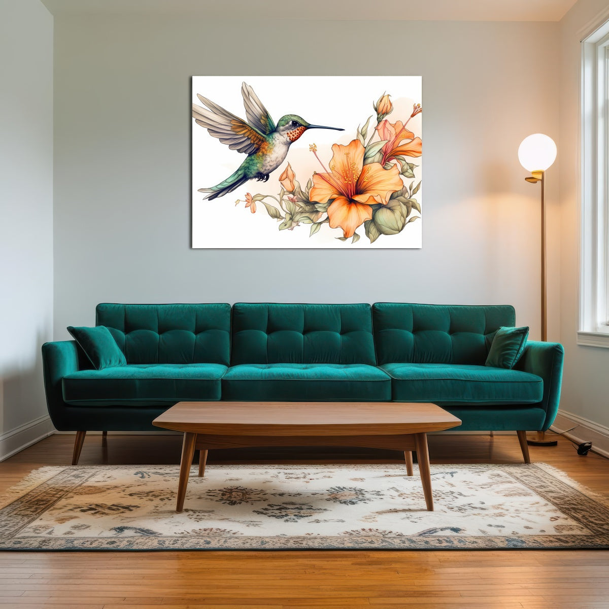 AUTO-MOCKUP ROOM | Hummingbird with Vintage Flowers