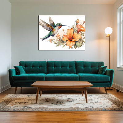 AUTO-MOCKUP ROOM | Hummingbird with Vintage Flowers
