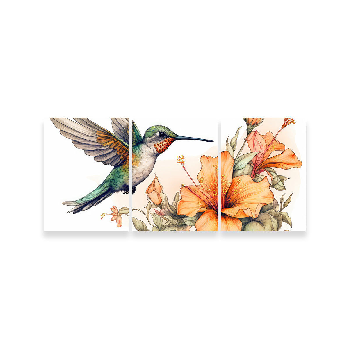 Hummingbird with Vintage Flowers