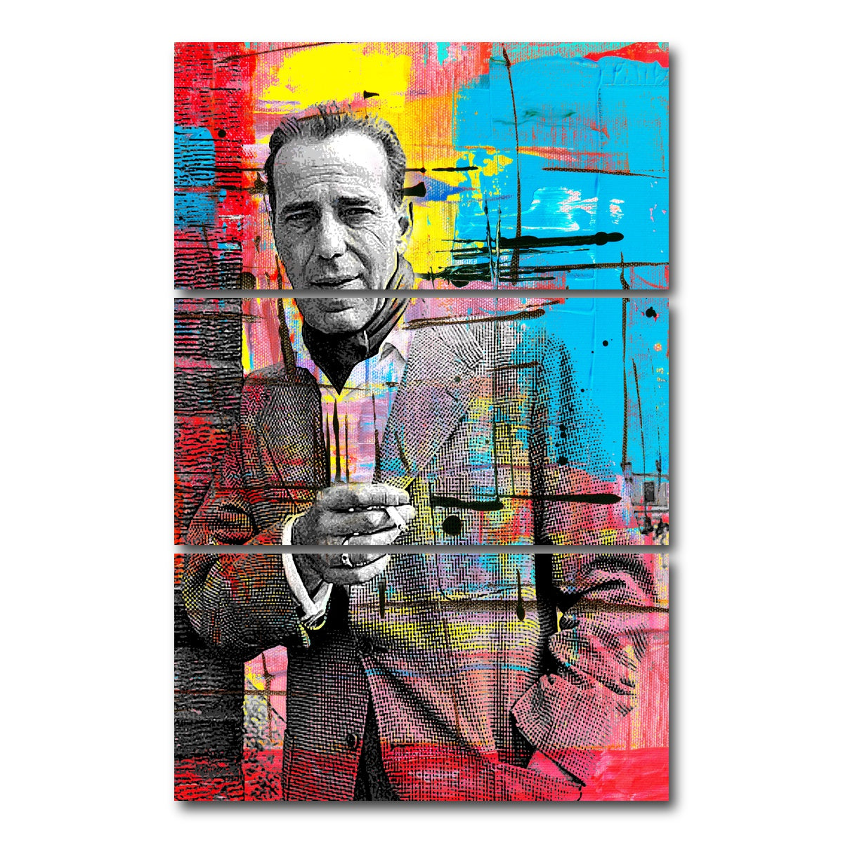 AUTO-MOCKUP WHITE | Humphrey Bogart | 3 Piece | Gallery Wrap Canvas | group=12x24_stacked