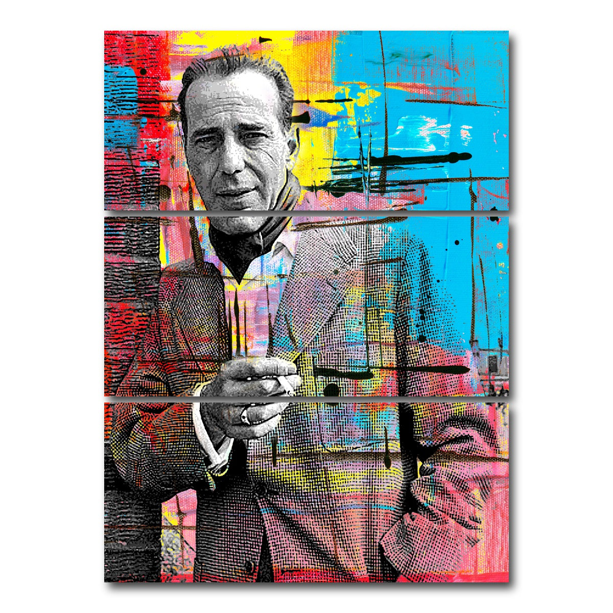AUTO-MOCKUP WHITE | Humphrey Bogart | 3 Piece | Gallery Wrap Canvas | group=8x18_stacked