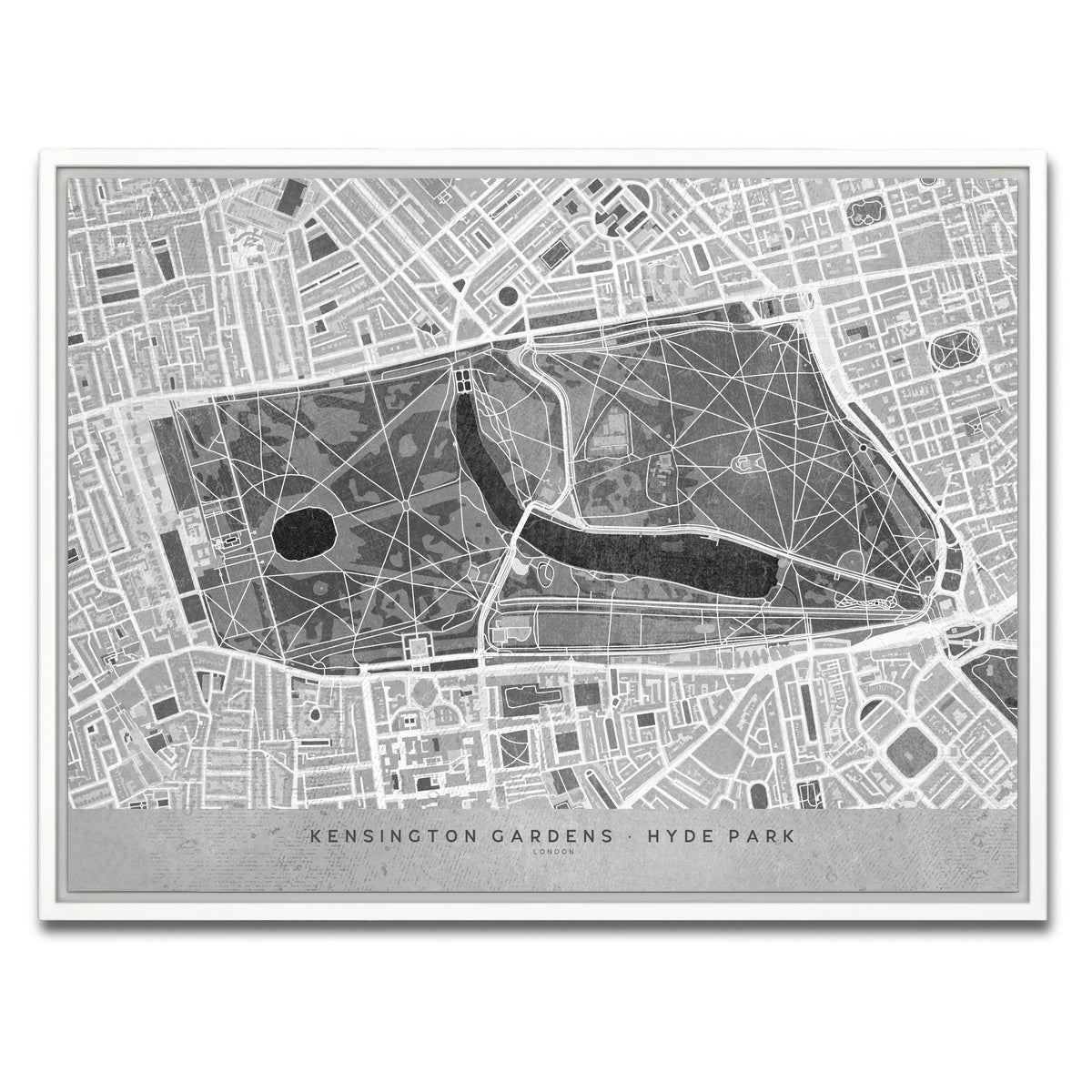 AUTO-MOCKUP WHITE | Hyde Park Map 2 | 1 Piece | White Framed Canvas | group=4x3