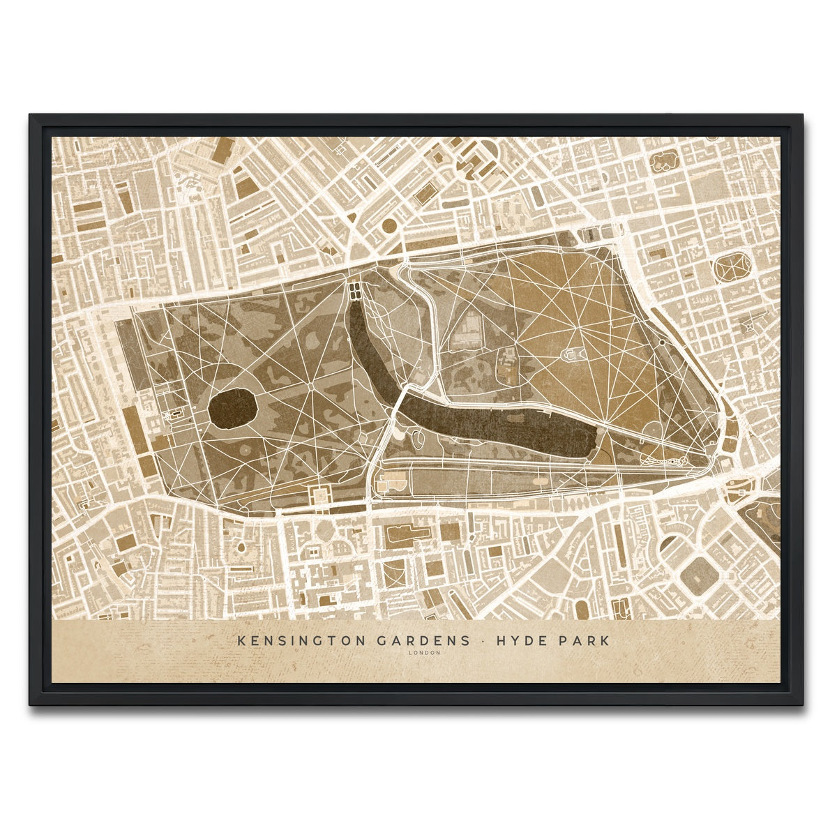 AUTO-MOCKUP WHITE | Hyde Park Map | 1 Piece | Black Framed Canvas | group=4x3